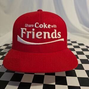 Share Coke With Friends Snapback Hat Red Yupoong 110 Flexfit Cap Rare